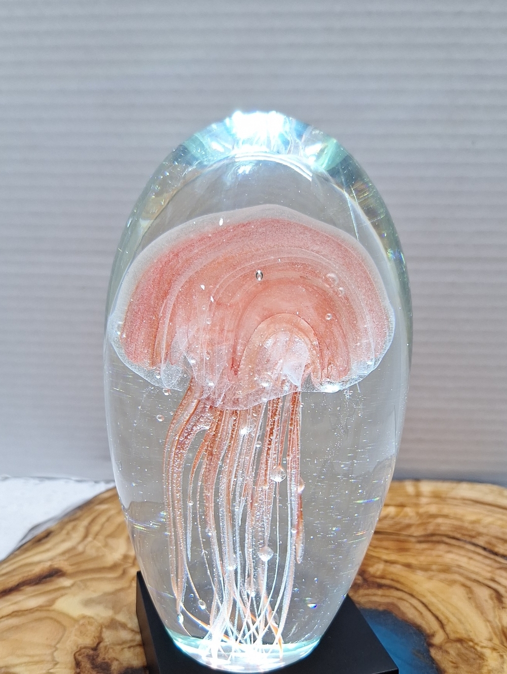 #ADN Dynasty Gallery Glass Glow In The Dark Jellyfish Paperweight